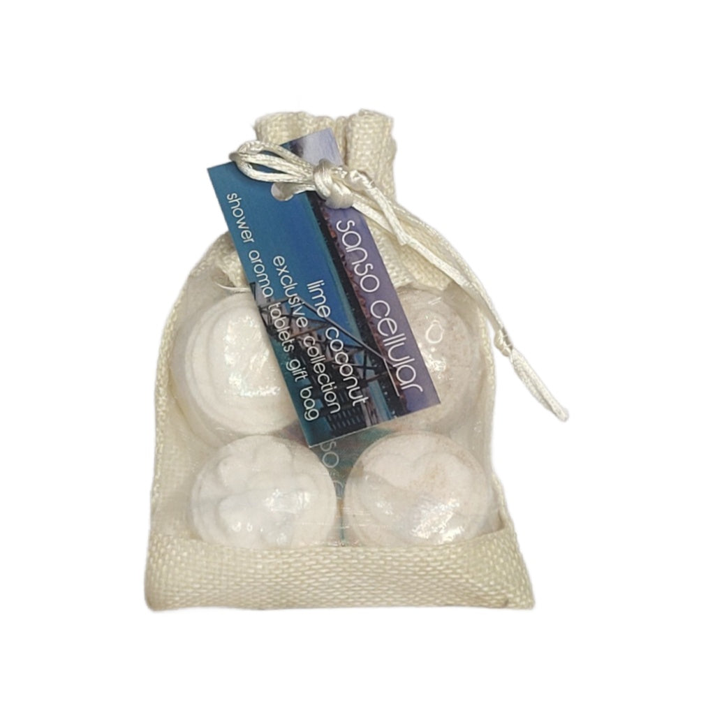 Coconut Lime Aroma Shower Steamer Tablet Gift Bag I 4 Tablets