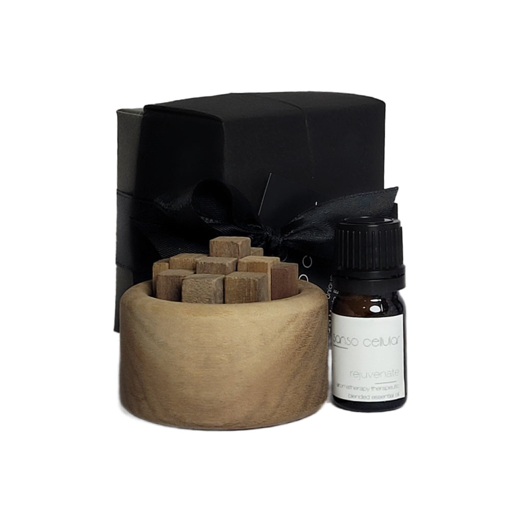 Rejuvenate Aromatherapy Pure Essential Oil I Wood Diffuser Gift Box