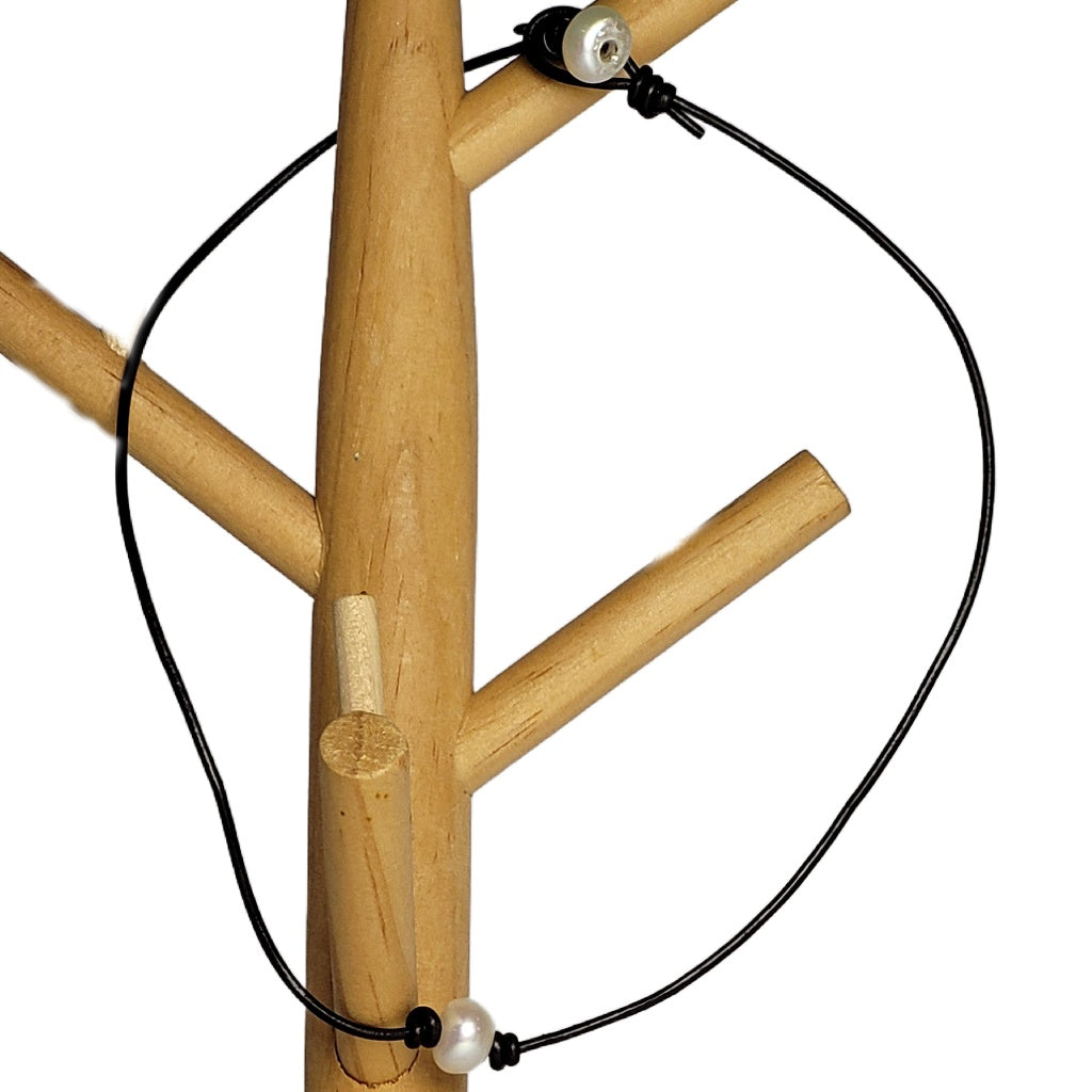 Fresh Water Pearl Leather Choker and Bracelet Collection