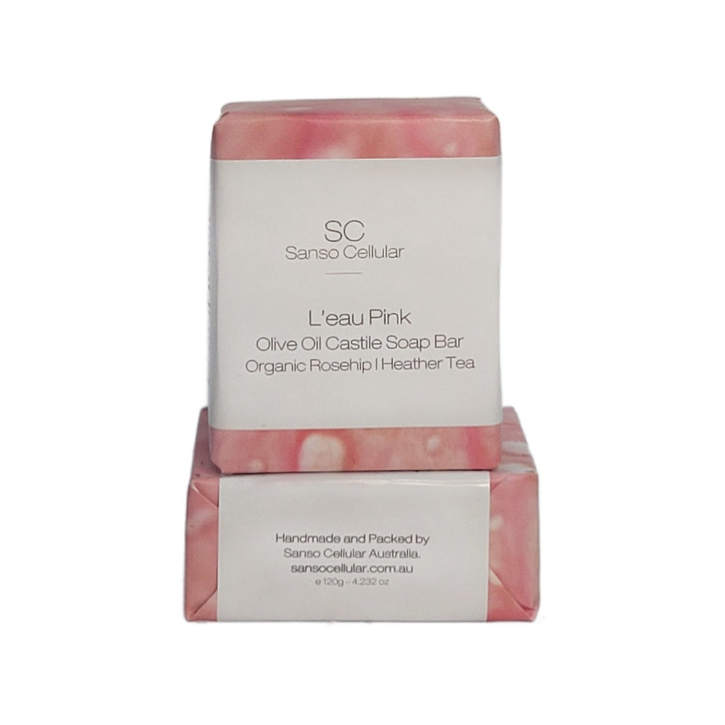 L'eau Pink with Organic Rosehip Heather Tea I Olive Oil Castile Soap Bar