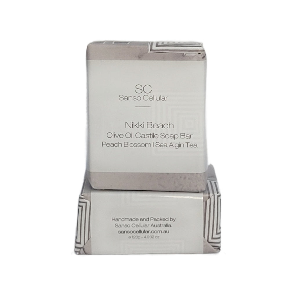 Nikki Beach with Peach Blossom, Sea Algin Tea I Olive Oil Castile Soap Bar