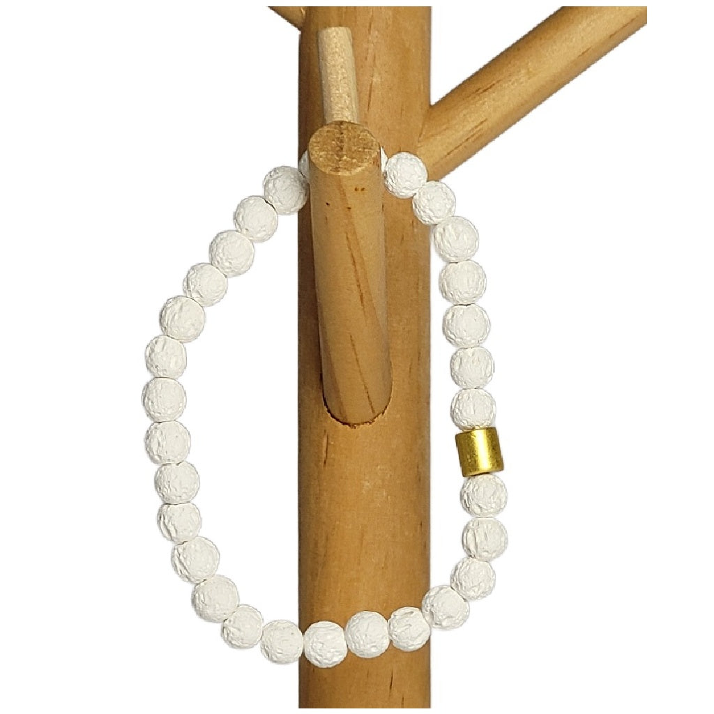 White Lava Aromatherapy with Gold Clasp Bracelet